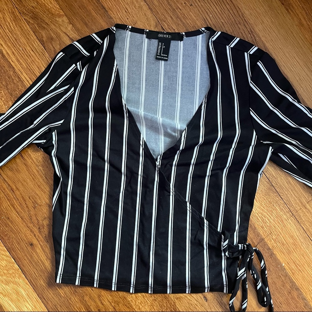 striped wrap top